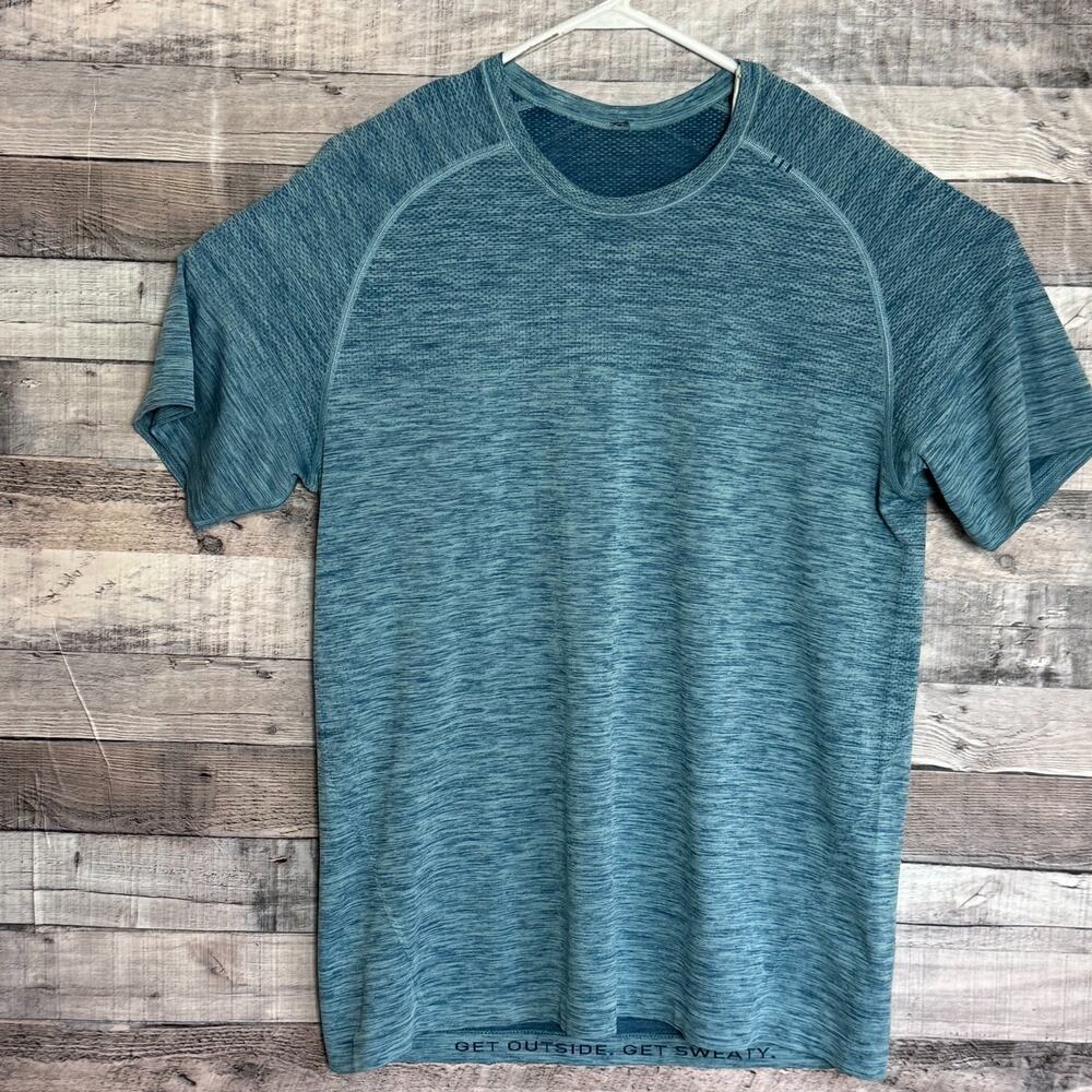 Lululemon Metal Vent Tech Shirt Mens Large Blue Gym Training Performance
